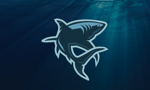 swimming shark logo